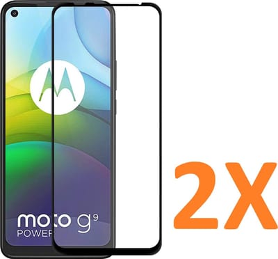 Screenprotector Glas - Full Tempered Glass Screen Protector Geschikt voor: Motorola Moto G9 Power  - 2x