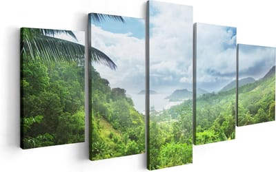 Artaza Canvas Schilderij Vijfluik Jungle Uitzicht Op De Seychellen - 100x50 - Foto Op Canvas - Canvas Print
