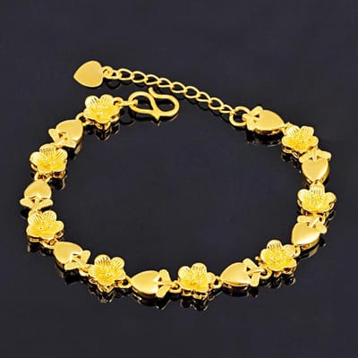 Vol Hart Dames Vergulde Armband Zandgoud Liefde Horlogeketting Imitatie Goud Hart Armband black