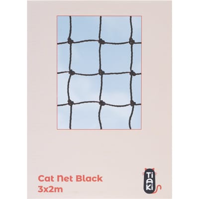 TIAKI kattenveiligheidsnet met draadversterking, zwart 3x2m
