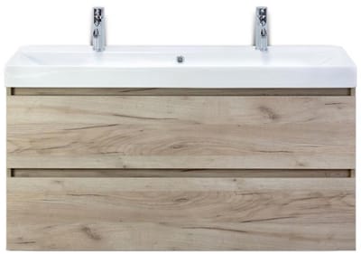 Maxx XL Badmeubelset 120 cm - Craft Oak - Wastafel Just Enkel 2 Kraangaten