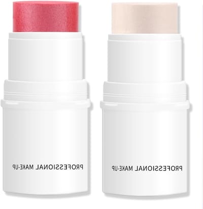 Romige Highlighter en Blush Stick Set - 2 Stuks voor Stralende Make-up, Contouren en Rouge
