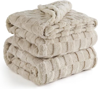 Zachte Fleece Deken 220x240 - XXL Knuffeldeken met Schaakbordpatroon voor Gezellige Woondecoratie