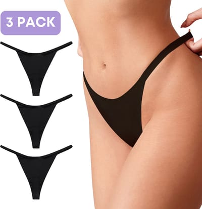 Naadloze string voor Dames - Zwart - Maat S - Set van 3 - Ultrazacht - Brazilian slip - string - Naadloos ondergoed dames - Seamless ondergoed dames - Invisible string - thong