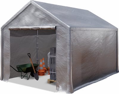 Opslagtent 3x4 m garagetent tijdelijke opslagruimte - grijs PE 350N zeil waterdicht