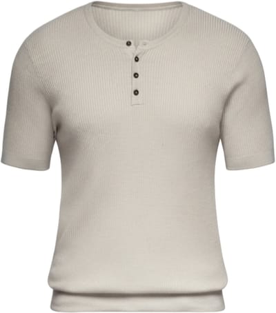 OMBRE T-shirt - Viscose - Korte Mouw - Knopen Lichtgrijs S