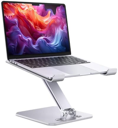 Famanu – Verstelbare laptopstandaard,opvouwbare aluminium standaard met warmteingang - laptopstandaard compatibel met Air/Pro - laptop van 10-16 inch - zilver
