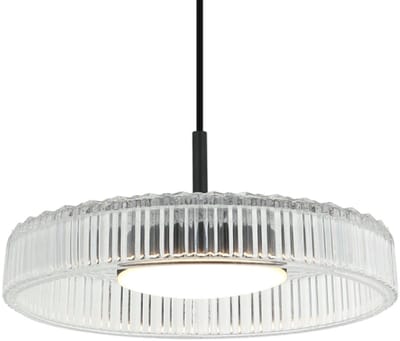 Kosilum - Damian - Hanglamp - Transparant en zwart - Metaal en glas
