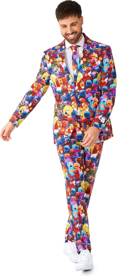 OppoSuits Sesame Street™ - Heren Pak - Carnavalskleding - Inclusief Pantalon, Blazer en Stropdas - Multi Color - Maat: EU 46