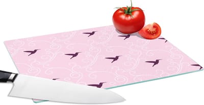 Glazen Snijplank - 28x20 - Vogel - Patronen - Roze - Snijplanken Glas