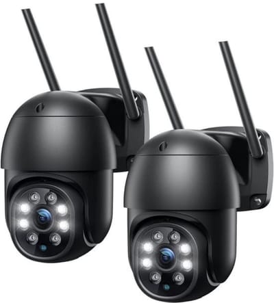Intelectro Beveiligingscamera Set - Uw Ultieme Bewakingsoplossing voor een Veiligere Toekomst - WiFi IP Camera - Automatische Tracking - Persoon Detectie - Nachtvisie in Kleur - IP66 Waterdicht - 2 stuks - Zwart - Levering Sneller dan Aangegeven!