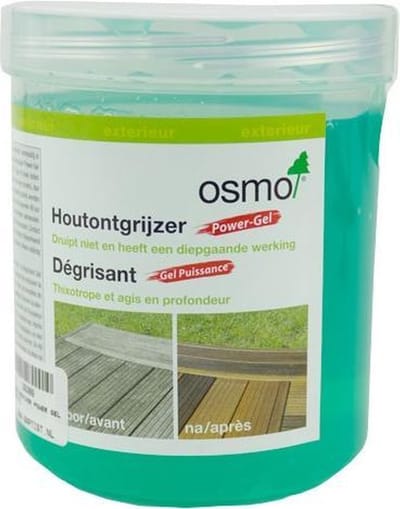 Osmo Power-Gel Houtontgrijzer 0.5 Liter | Ontgrijzer Douglas hout & Hardhout | Ontgrijzer voor al het Buitenhout | Teak Reiniger