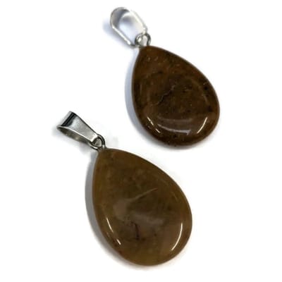 Aramat Jewels | Hangers | Gele Jade Druppel Hanger natuursteen | | | |20mm | Staal | Volwassenen | Verkleurd niet