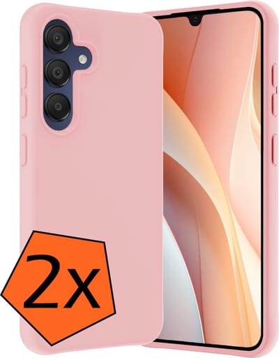 Hoes - 2 Stuks - Geschikt voor Samsung Galaxy A15 - Sterk & Shockproof - Case Siliconen - Back Cover - Telefoon Hoes - Lichtroze