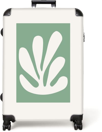 NoBoringSuitcases.com® - Koffer groot - Reiskoffer lichtgewicht - Kunst - Groen - Henri Matisse - Blad - Abstract - Rolkoffer met 4 wielen - Grote trolley XL - 98 liter bagage