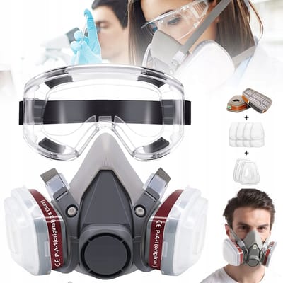 Stofmasker - Siliconen Ademmasker Veiligheidsbril En 10 Filterkatoenen - Herbruikbaar - Voor Schilderen Lassen Chemicaliën En Polijsten