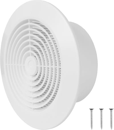 Rond Ventilatierooster 125 mm Wit Kunststof met Beschermrooster voor Plafond en Muur