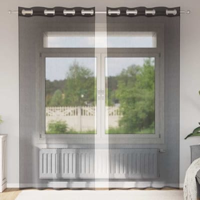 vidaXL - Gordijnen - voile - met - doorvoertules - 2 - st - 140x245 - cm - zwart