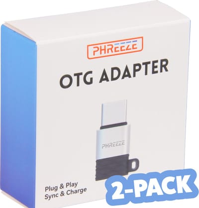2x Phreeze Converter Micro-USB naar USB-C Adapter - Aluminium - Sleutelhanger
