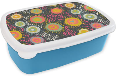 Broodtrommel Blauw - Lunchbox - Brooddoos - Meisje - Hartjes - Liefde - Patronen - Girl - Roze - Kinderen - Kind - 18x12x6 cm - Kinderen - Jongen