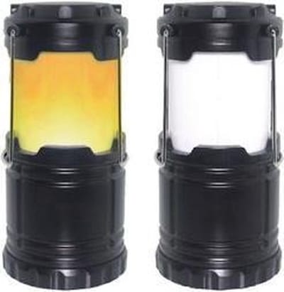 Luxe Camping Lantaarn - Fel - 2IN1 - Vlam Effect - Zwart - Campinglamp - Tentlamp