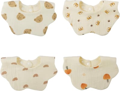 Kwijlslabbetjes van Katoen voor Baby's | Absorberende Babyslabbetjes met Golvenprint | Tandjesslabbetjes voor Pasgeborenen en Peuters