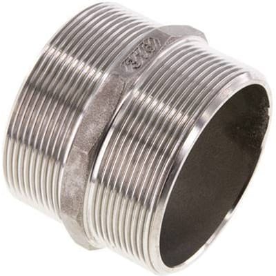 Dubbele Nippel G2 1/2'' RVS Vlakke Afdichting 16bar 78mm Hex