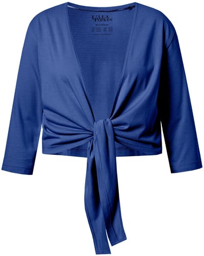 Ulla Popken - Dames - Bolero kort jasje jersey 3/4-mouwen zoomknoop - Kobaltblauw - Maat 46+