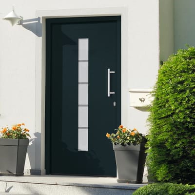 vidaXL - Voordeur - 100x200 - cm - aluminium - en - PVC - antraciet