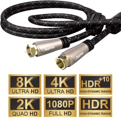 Hama 3m satellietkabel 120dB 8K/4K HD TV antennekabel met F-connector coaxkabel