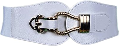 FIFO Smalle Modieuze Vrouwen Taille Gesp, Wit, Kliksluiting, Ceintuur, Jurk Accessoire, Tailleriem, Goudkleurige Gesp