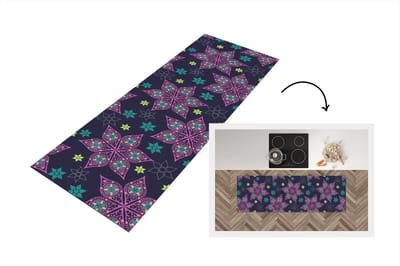 Keukenloper - Loper keuken - Sterren - Regenboog - Luxe - Winter - Patroon - 150x50 cm - Keukenloper vinyl