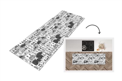 Keukenloper - Loper keuken - Patronen - Athene - Huis - 150x50 cm - Keukenloper vinyl