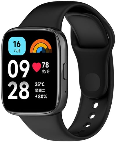 Siliconen bandje - geschikt voor Xiaomi Redmi Watch 3 Lite / Watch 3 Active - zwart