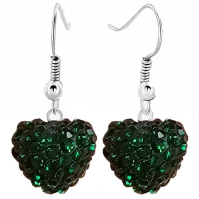 Fako Bijoux® - Oorbellen - Disco Dots - Hanger - Hart - Donkergroen