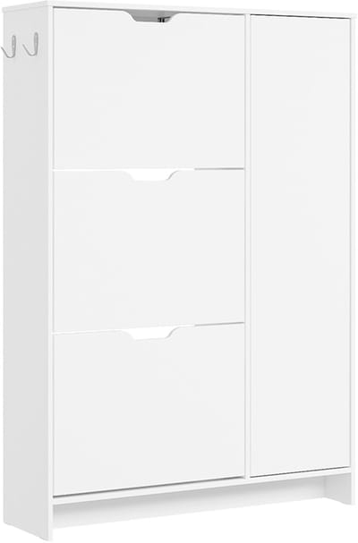 SoBuy Schuhschrank - Schoenenkast met 3 Laden, 1 Deur en 3 Planken - Wit | FSR220-W
