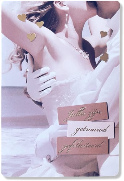 Jullie zijn getrouwd - Luxe huwelijk wenskaart - 12x17cm - Gevouwen kaart inclusief envelop - Huwelijkskaart