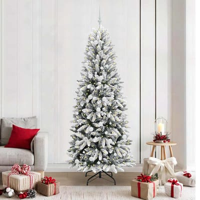 vidaXL - Kunstkerstboom - Wit - 210 - cm - PVC - en - plastic - en - staal - en - PE
