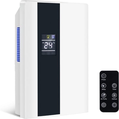 Elektrische Luchtontvochtiger - Vochtvreter Compact - Schone Lucht Creëren - UV Reiniging - 2000 ml - Wit