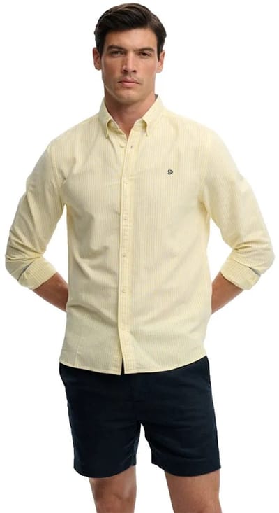 Superdry - Preppy Oxford Overhemd met Lange Mouwen - Heren - Lange mouwen shirts