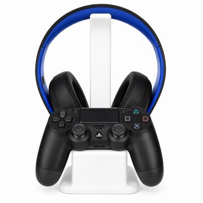 Headset Standaard en Controller Houder Geschikt voor PlayStation 4 en PlayStation 5 – Gaming Bureau Organizer – Zwart
