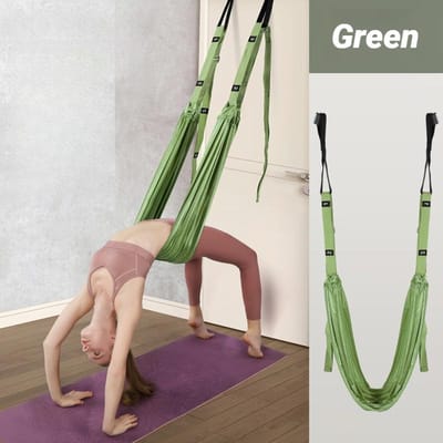 Verstelbare Aerial Yoga Band voor Vrouwen Stretch Splits Trainer Gym Band Schommel Stretching Fitness Hangmat groen