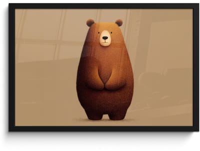 Poster in lijst - Fotolijst 60x40 cm - Posters - Beer - Minimalistisch - Bruin - Posterlijst zwart - Decoratie - Wanddecoratie woonkamer - Muurdecoratie slaapkamer