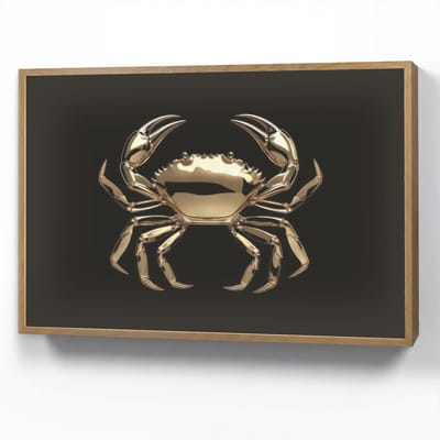 Wandlamp 90x60 cm - Oplaadbaar - Goud - Krab - Dieren - Zwart - Wandlampen binnen woonkamer - Slaapkamer lamp - Decoratieve nachtlamp - Vloerlamp draadloos