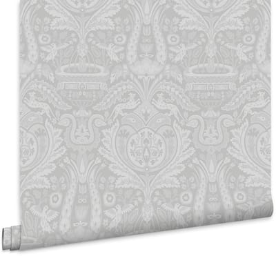 Laura Ashley Heraldic Damask Behang - Damast - 10mx52cm - Grijs