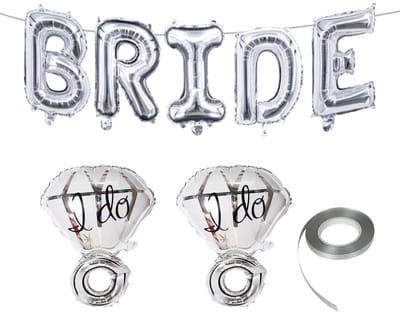 Dailygoods- Letterballonnen 16 Inch - Bruidsballonnen - Verlovingsfeestdecoraties - Aluminiumfolie - Duurzaam - 2 Stuks Diamanten Ringen - Feestballonnen