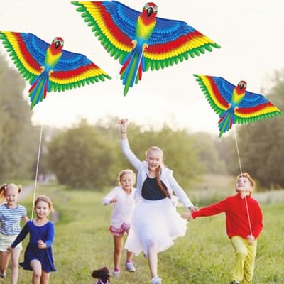 Grote Vlieger Papegaaidraak voor Kinderen en Volwassenen - 130 x 96 cm, Ideaal voor Strand en Park