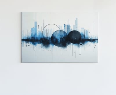 Canvas Schilderij - Abstract - Zwart - Blauw - Wall Art - 60x40x2 cm