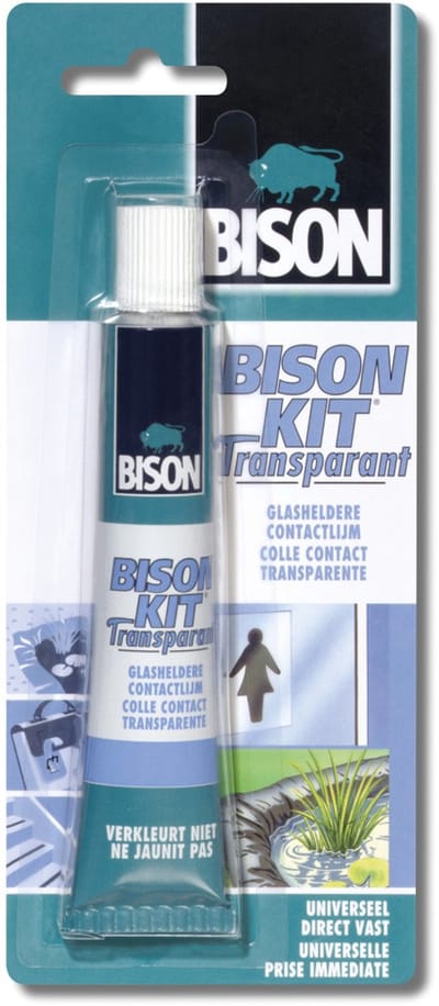 Bison Kit® transparant tube 50 ml, glashelder, sterke, universele contactlijm, vochtbestendig, vorstbestendig, -40°C tot +70°C, eenvoudig in gebruik, voor ontelbare reparaties