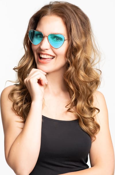 Partychimp Bril Hartjes Blauw voor bij Carnavalskleding Heren Carnavalskleding Dames Carnaval Accessoires Toppers in Concert 2025 Fout en Stout - One-size